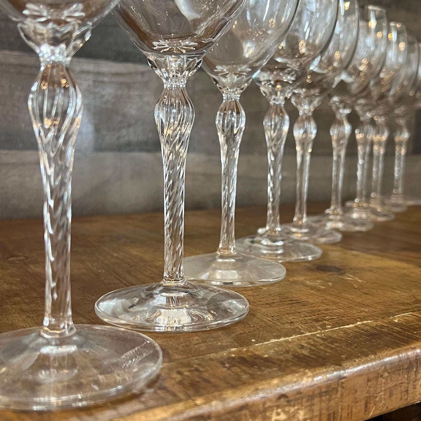 Vintage Lenox Crystal Madison Platinum Rim Wine Glasses - Set of 9
