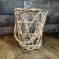 Wicker Rattan Handled Basket Clear Glass Vase