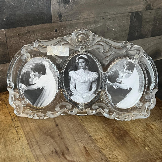 Mikasa Crystal Princess Frosted Triple Oval Table Picture Frame