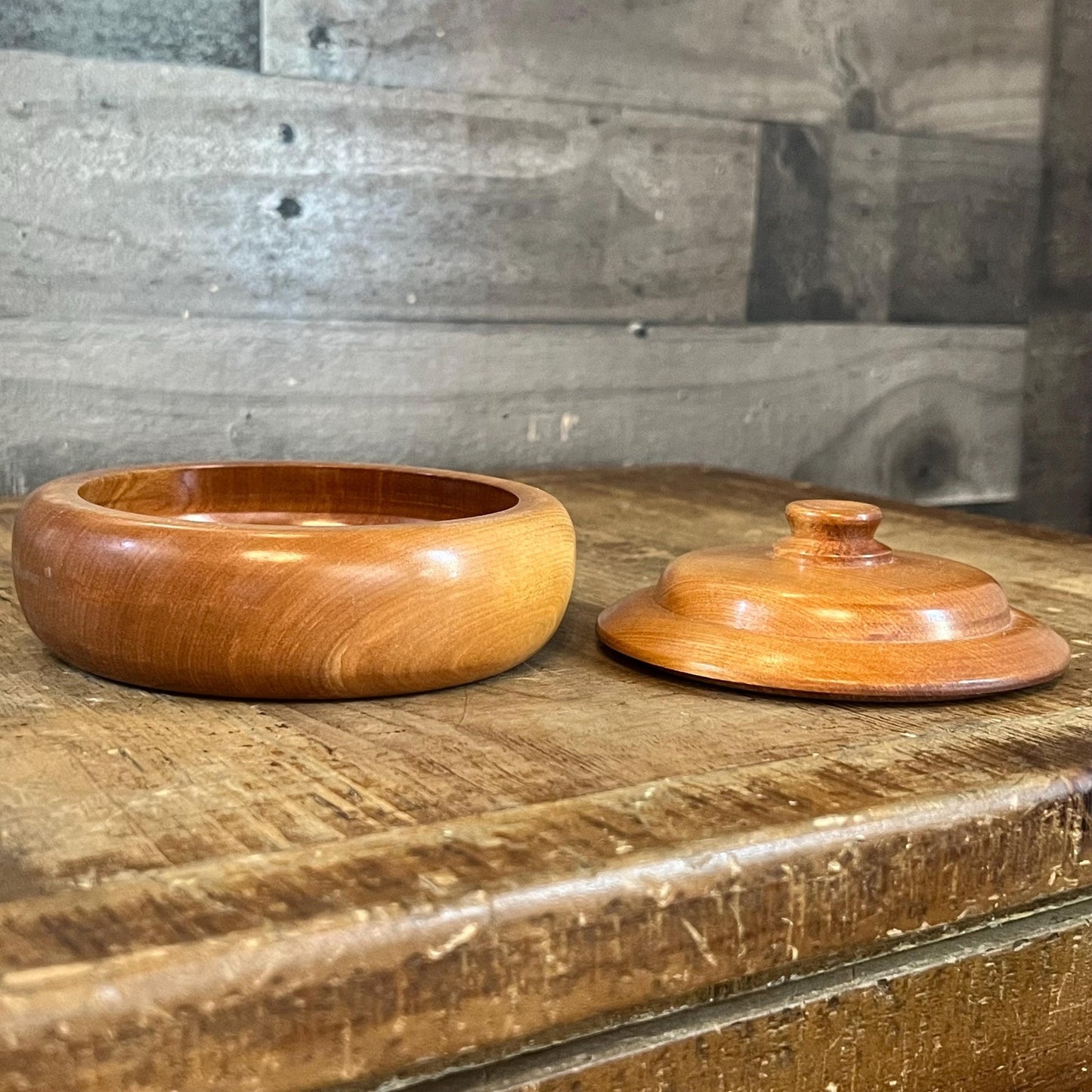 Vintage Wooden Lidded Dish