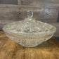 Vintage Federal Glass Clear Windsor Button and Cane Pattern Lidded Candy Dish