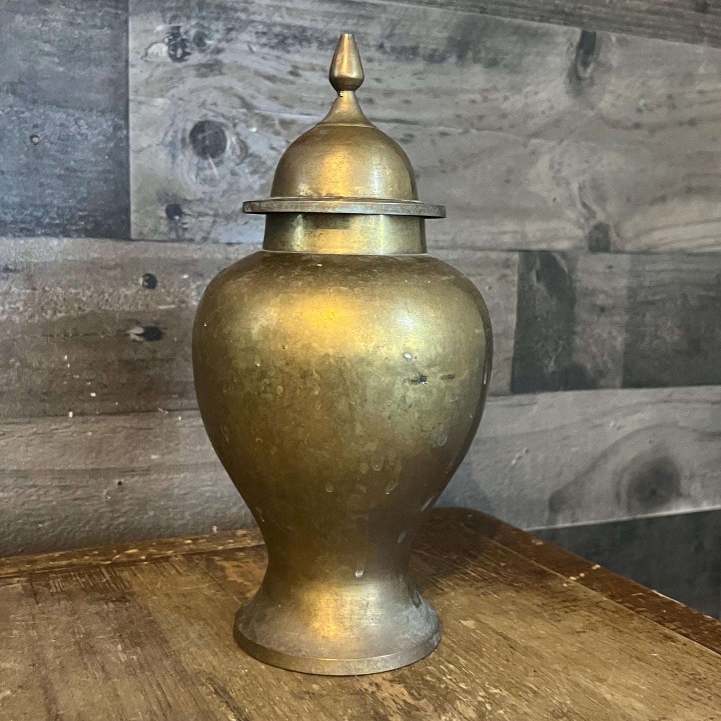 Vintage Brass Lidded Ginger Jar - Urn