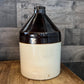 Vintage Dark Brown and Beige Handled Stoneware Whiskey Jug Crock