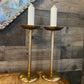 Victoria Hagen Brass Tone Pillar Candle Holders - Pair