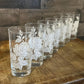 Vintage Libbey White Rose and Leaves Pattern Highball Glasses - Set of 7