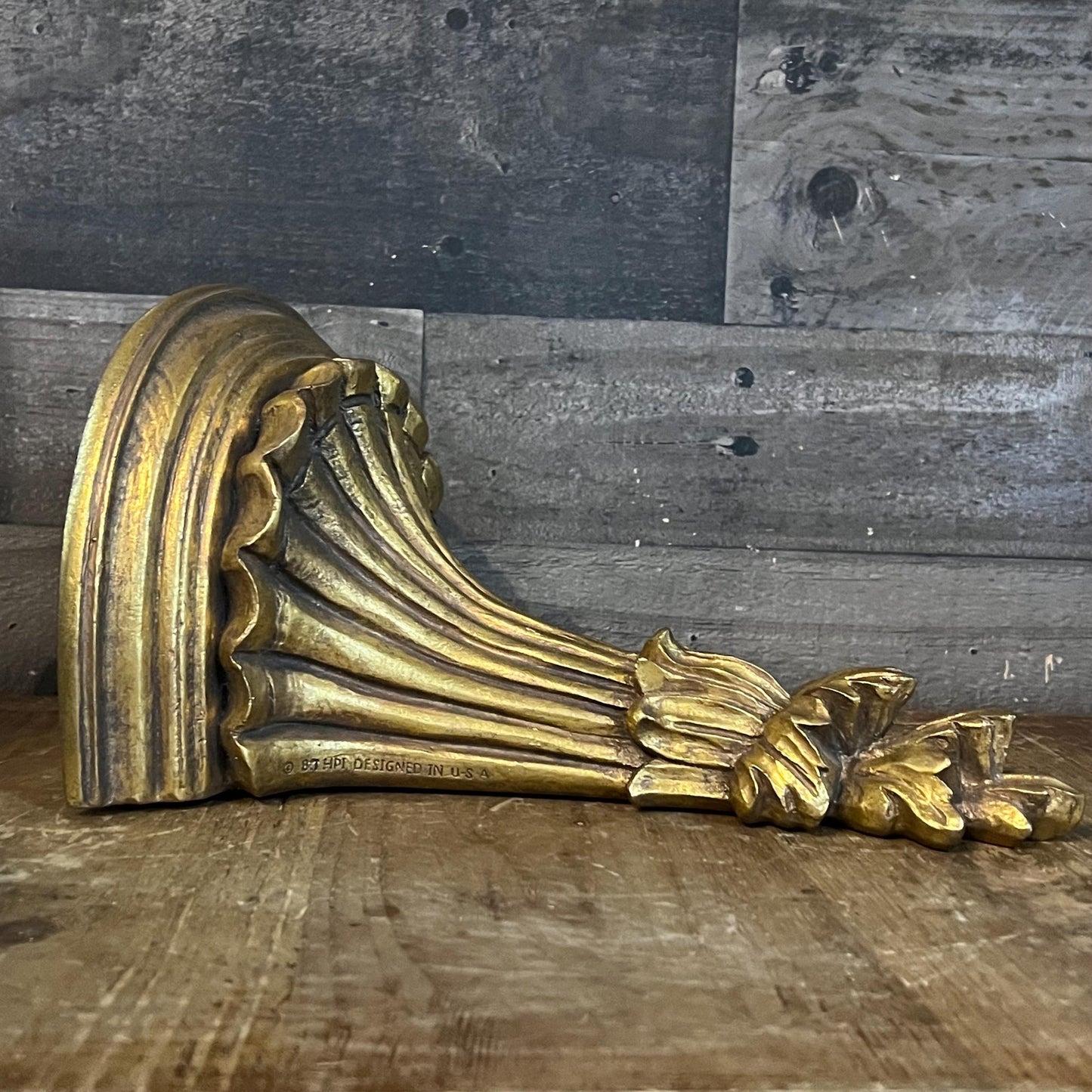 Vintage Gold Tone Wall Shelf