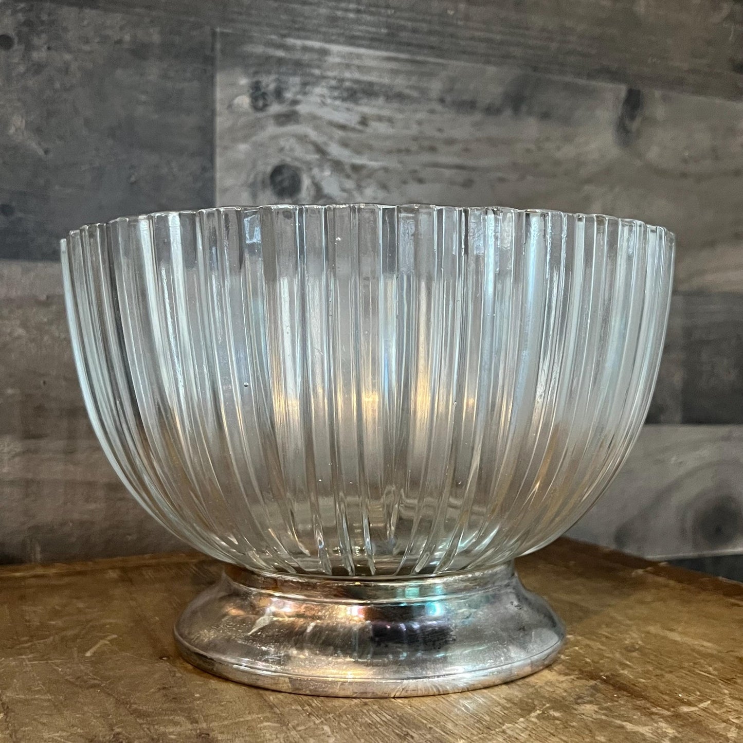 Godinger Crystal Bowl with Silverplated Pedestal Base