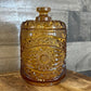 Imperial Amber Glass Marigold Hobstar Lidded Dish - Biscuit Jar