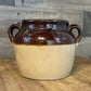 Vintage Monmouth Stoneware Double Handle Bean Pot with Maple Leaf USA Stamp on Bottom - Crock