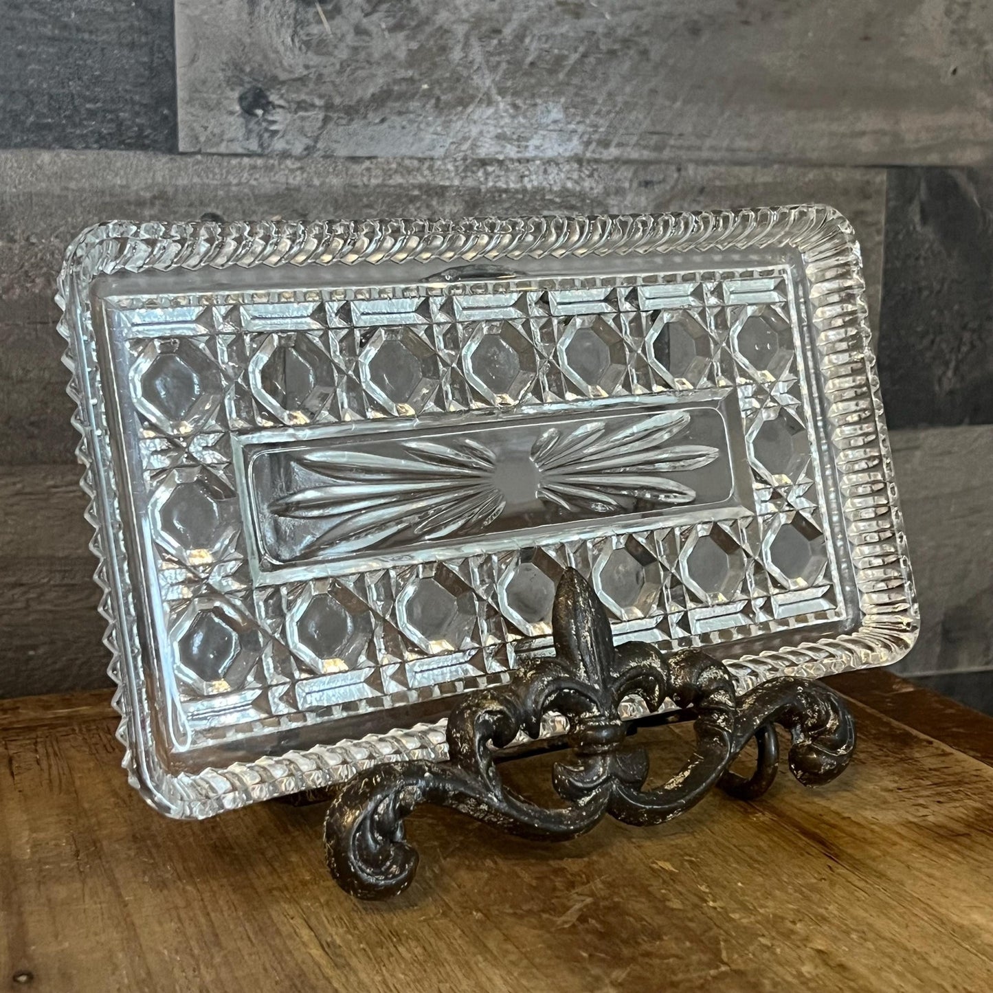 Vintage Rectangular Glass Tray - Serving Tray - Trinket Tray