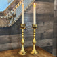 Vintage Brass Swirl Tall Candlestick Holders - Pair