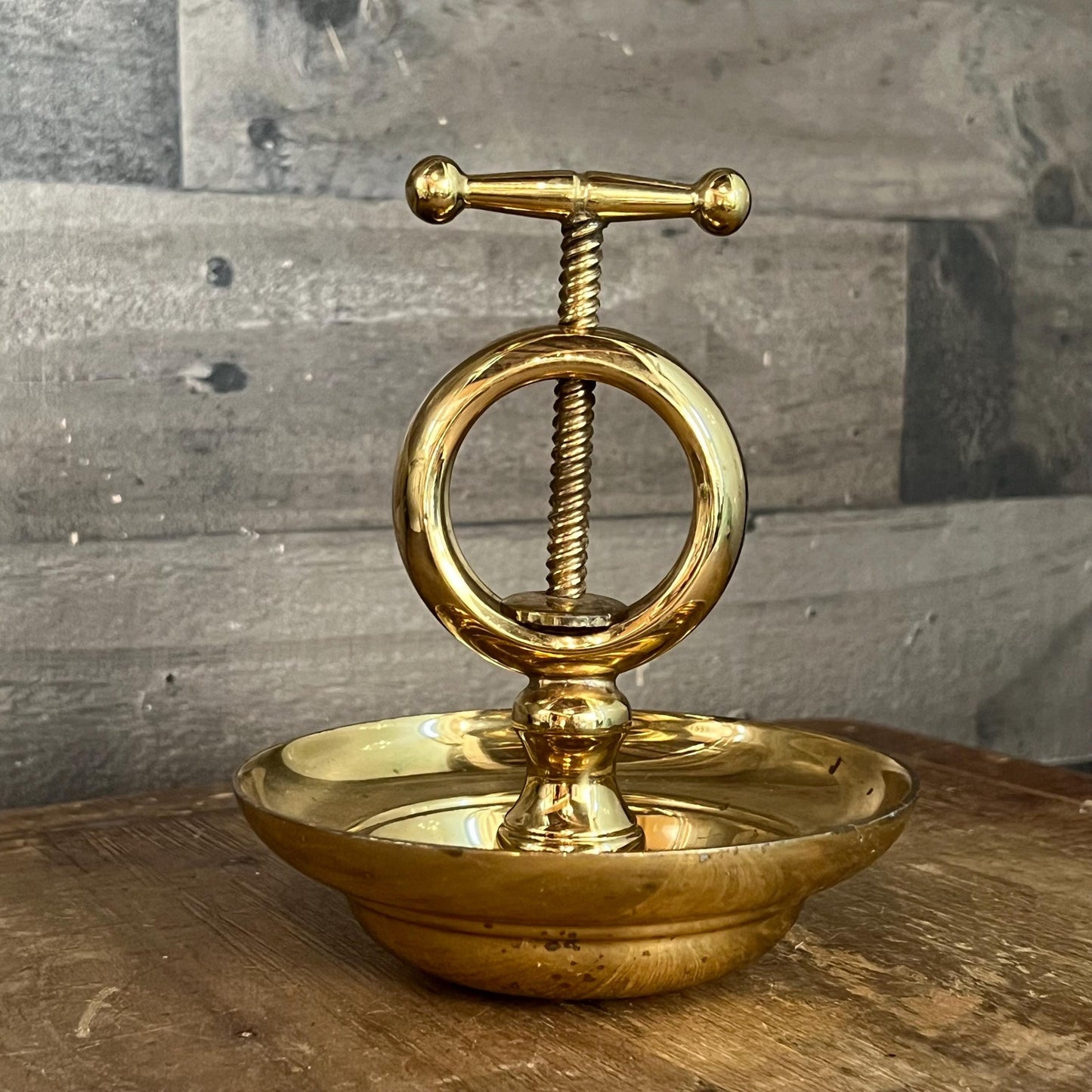 Vintage Brass Nut Cracker with Attached Underbowl
