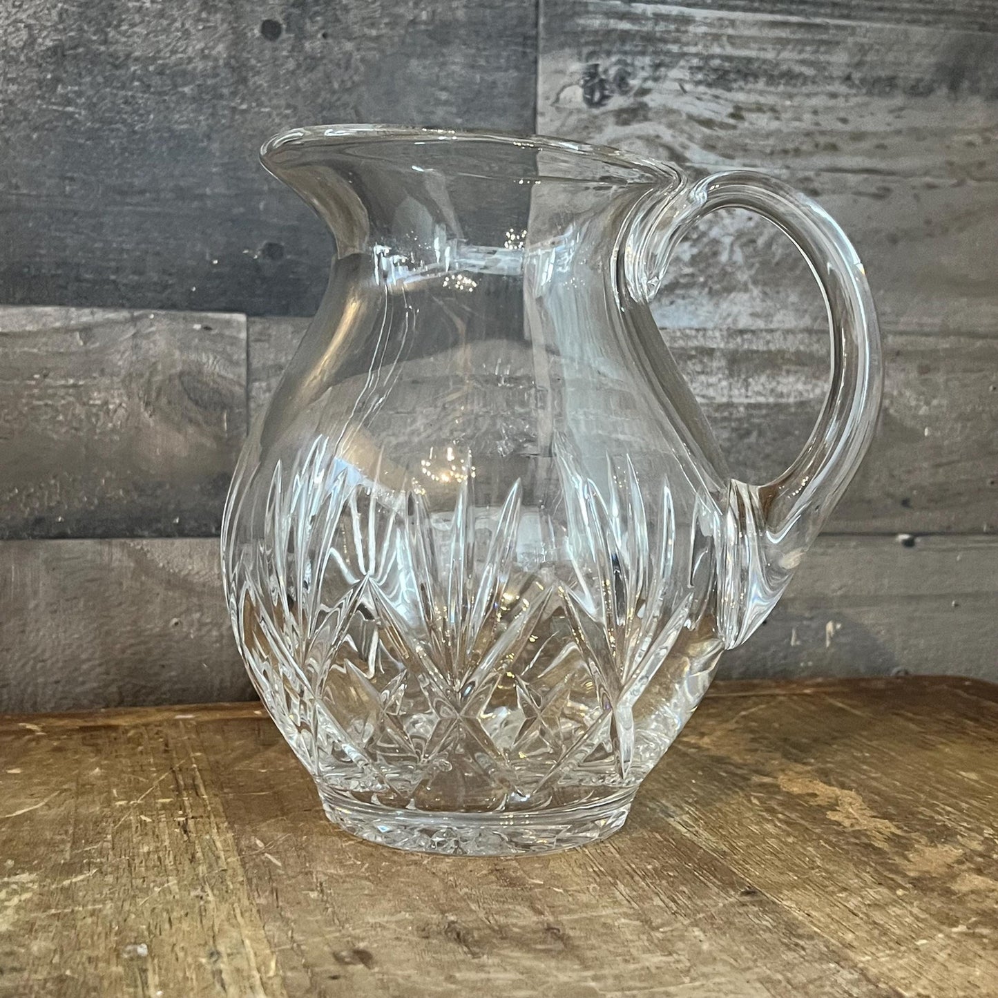 Vintage Crystal Pineapple Etched Handled Pitcher