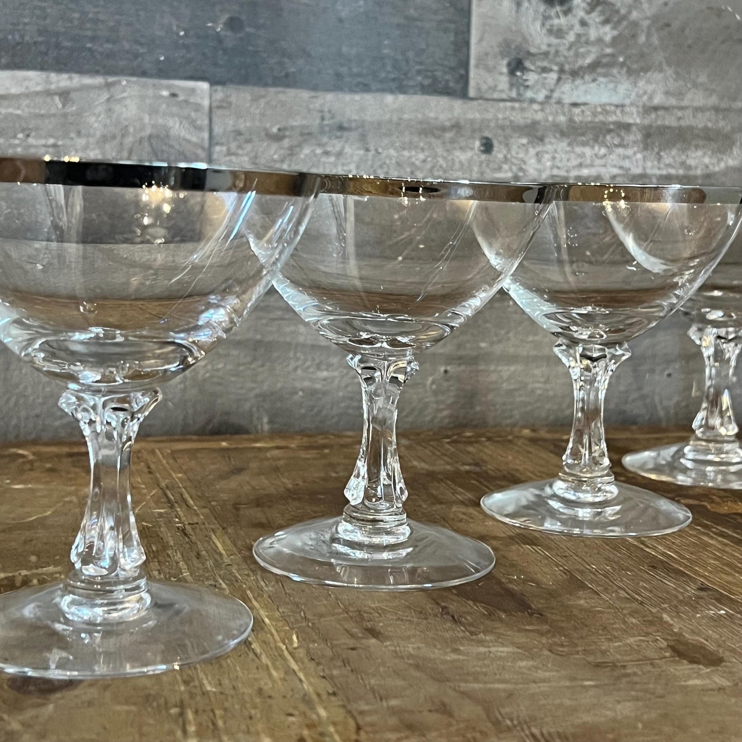 Fostoria Wedding Ring Champagne Glasses - Tall Sherbet Glasses - Set of 6
