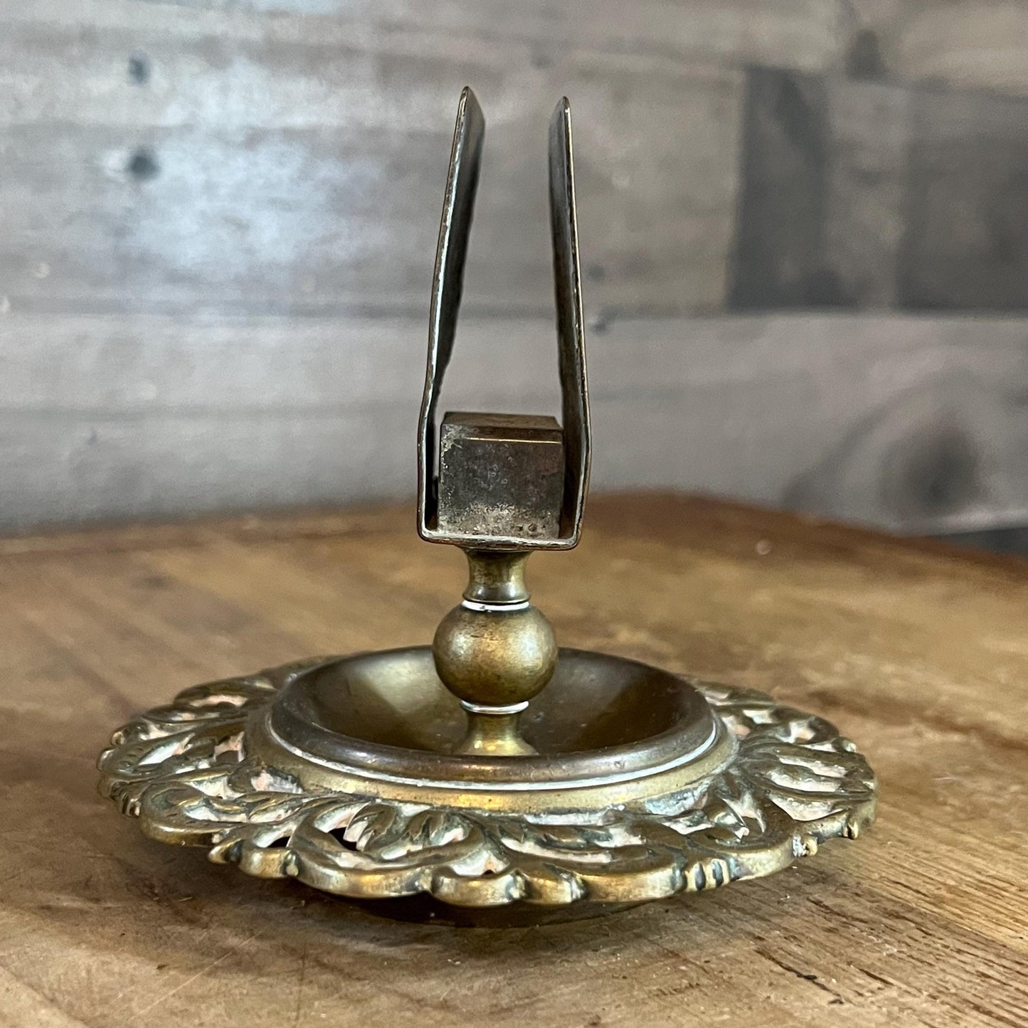 Antique Brass Match Box Holder Stand - Card Holder Stand - Mail Holder Stand