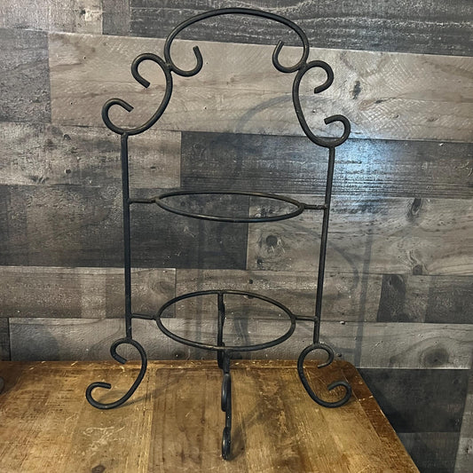Wrought Iron 2 Tier Plate Rack - Pie Rack - Dessert Stand