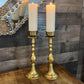 Vintage Brass Swirl Tall Candlestick Holders - Pair