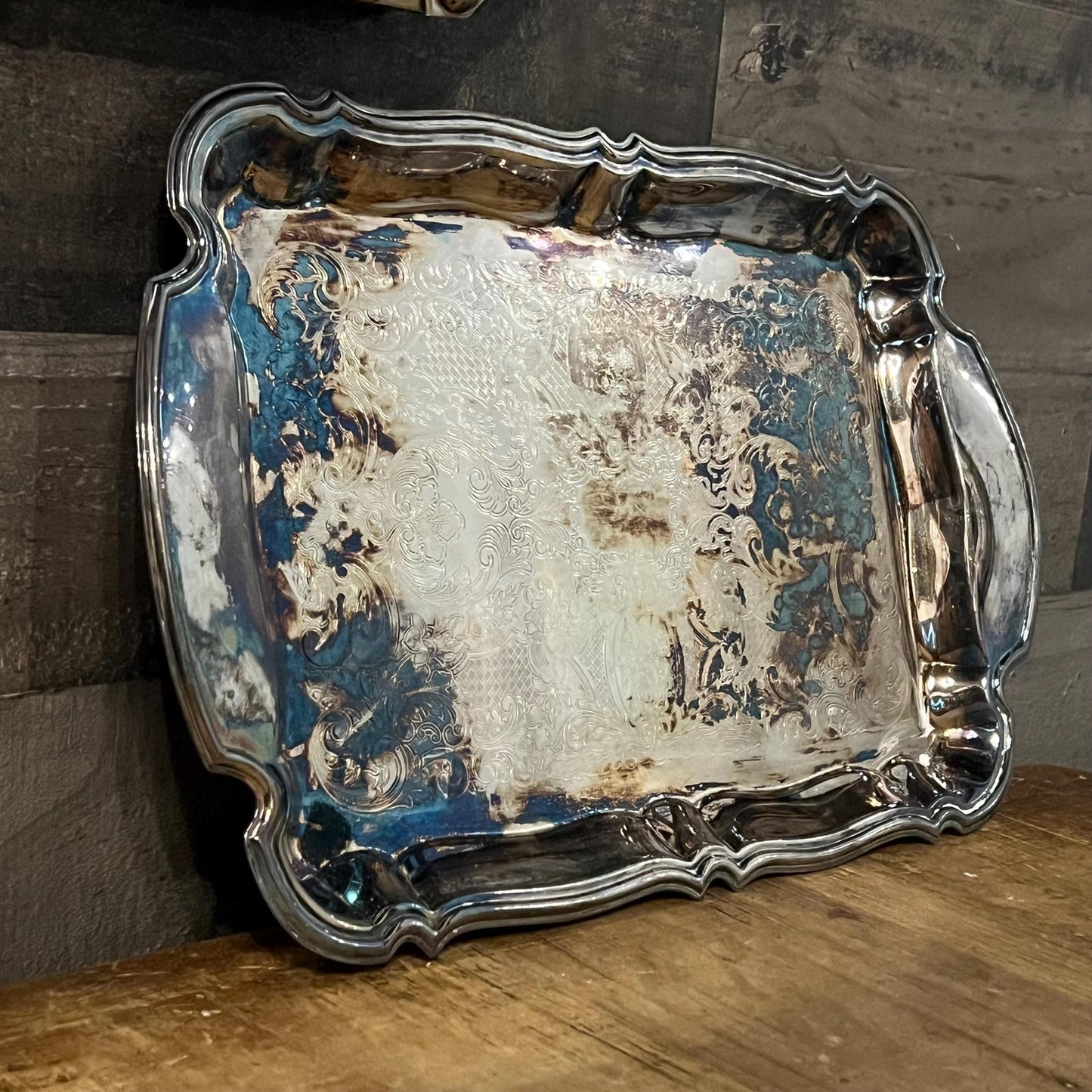 Oneida Silverplated Chippendale Serving Tray