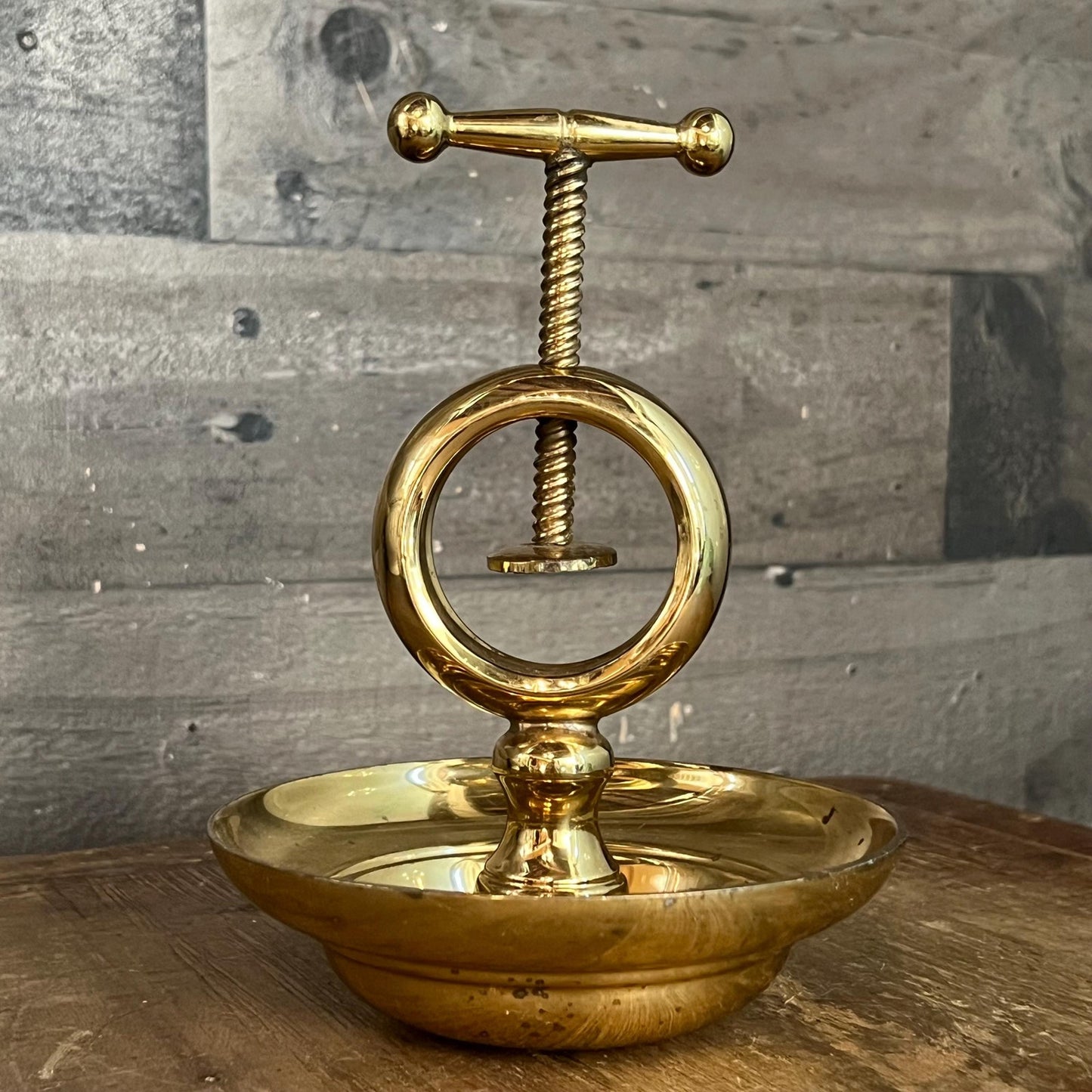 Vintage Brass Nut Cracker with Attached Underbowl