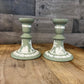 Wedgwood Jasperware Sage Green Candlestick Holders - Pair