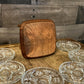 Vintage Set of 6 Crystal Coasters with Wooden Holder