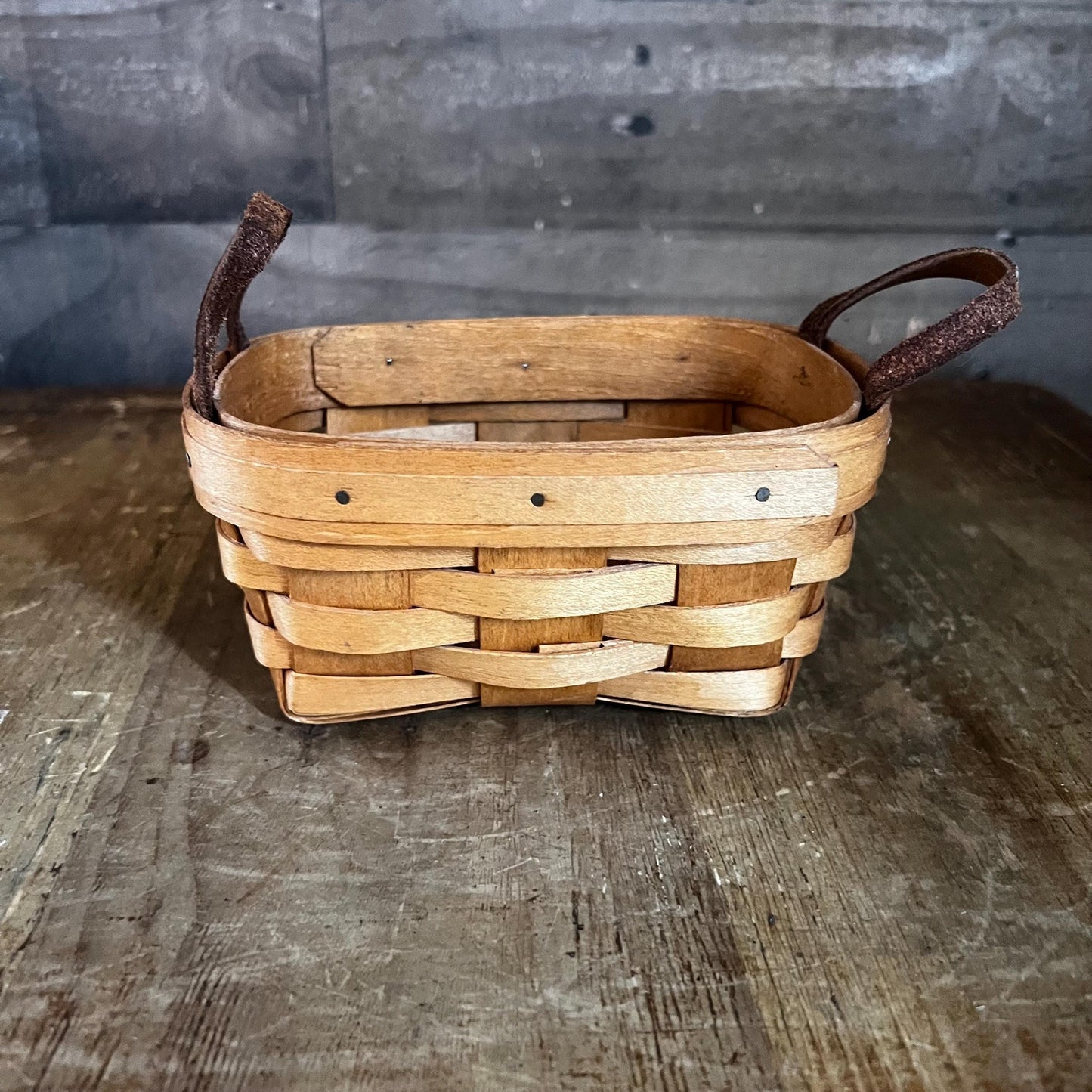 Vintage American Traditions Handmade USA Rectangular Woven Basket