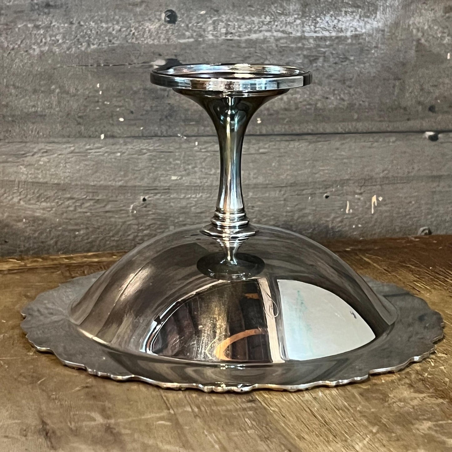 Vintage Oneida Silverplated Long Stem Pedestal Compote Shallow Bowl
