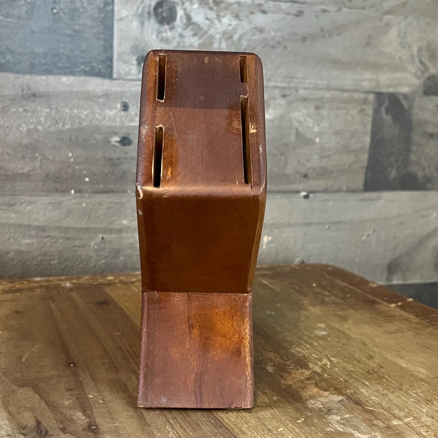 Vintage 4 Slot Wooden Knife Block without Knives
