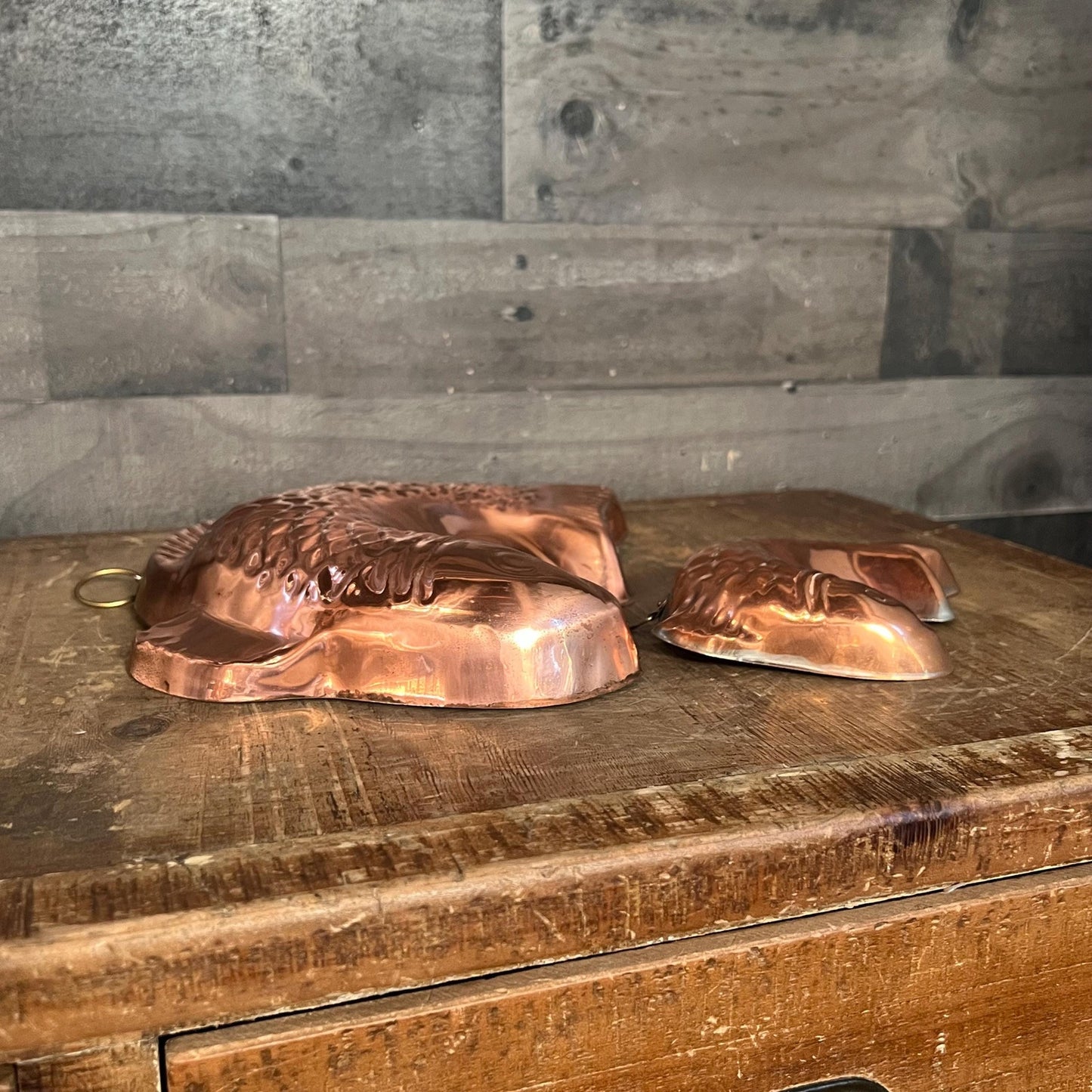 Vintage Copper Big Fish Little Fish Wall Hanging Molds