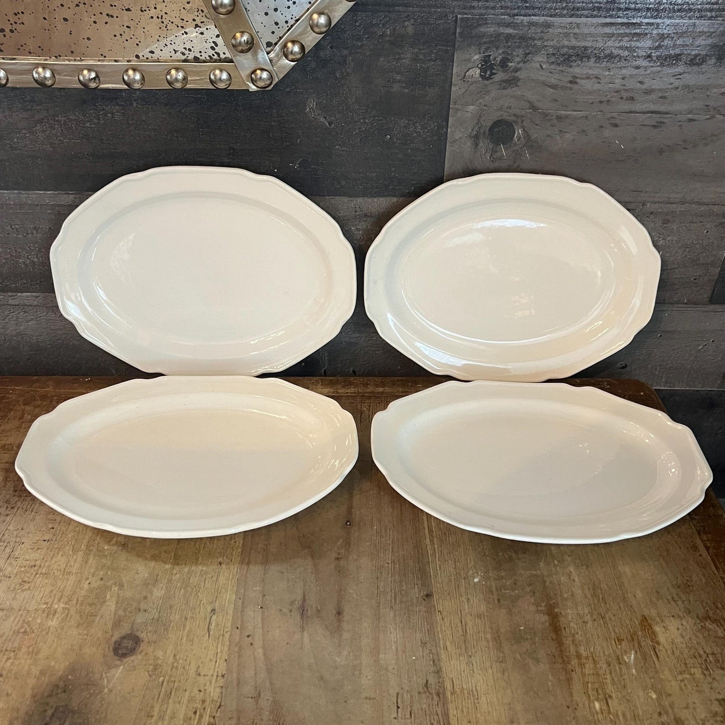 Vintage White Oval Plates - Set of 4