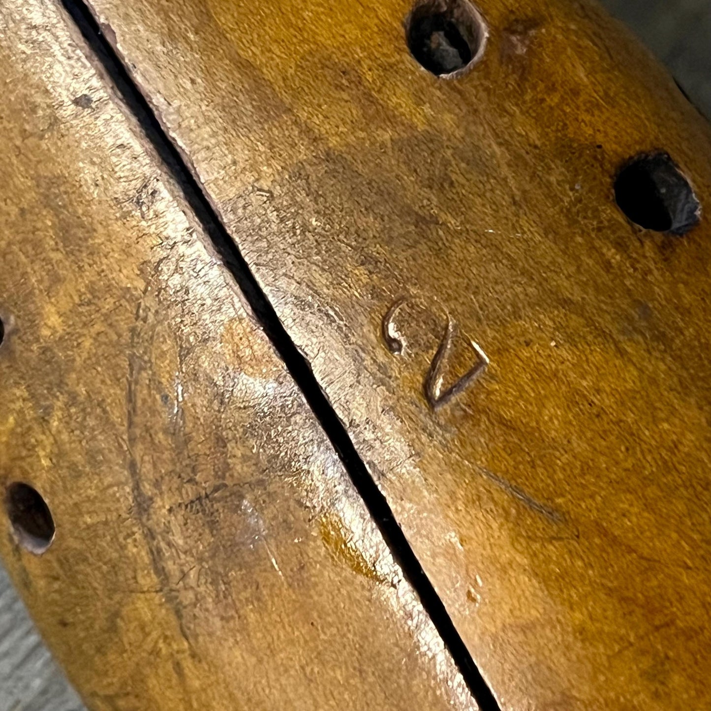 George E. Belcher Antique Wood and Metal Shoe Cobbler Stretcher Stamped 2