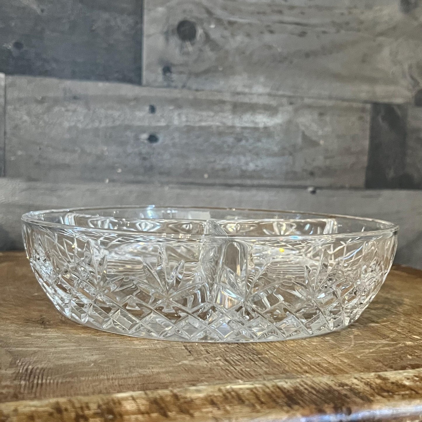 Vintage Crystal 3 Compartment Bowl - Jewelry Dish - Candy Dish - Nut Dish - Berry Server