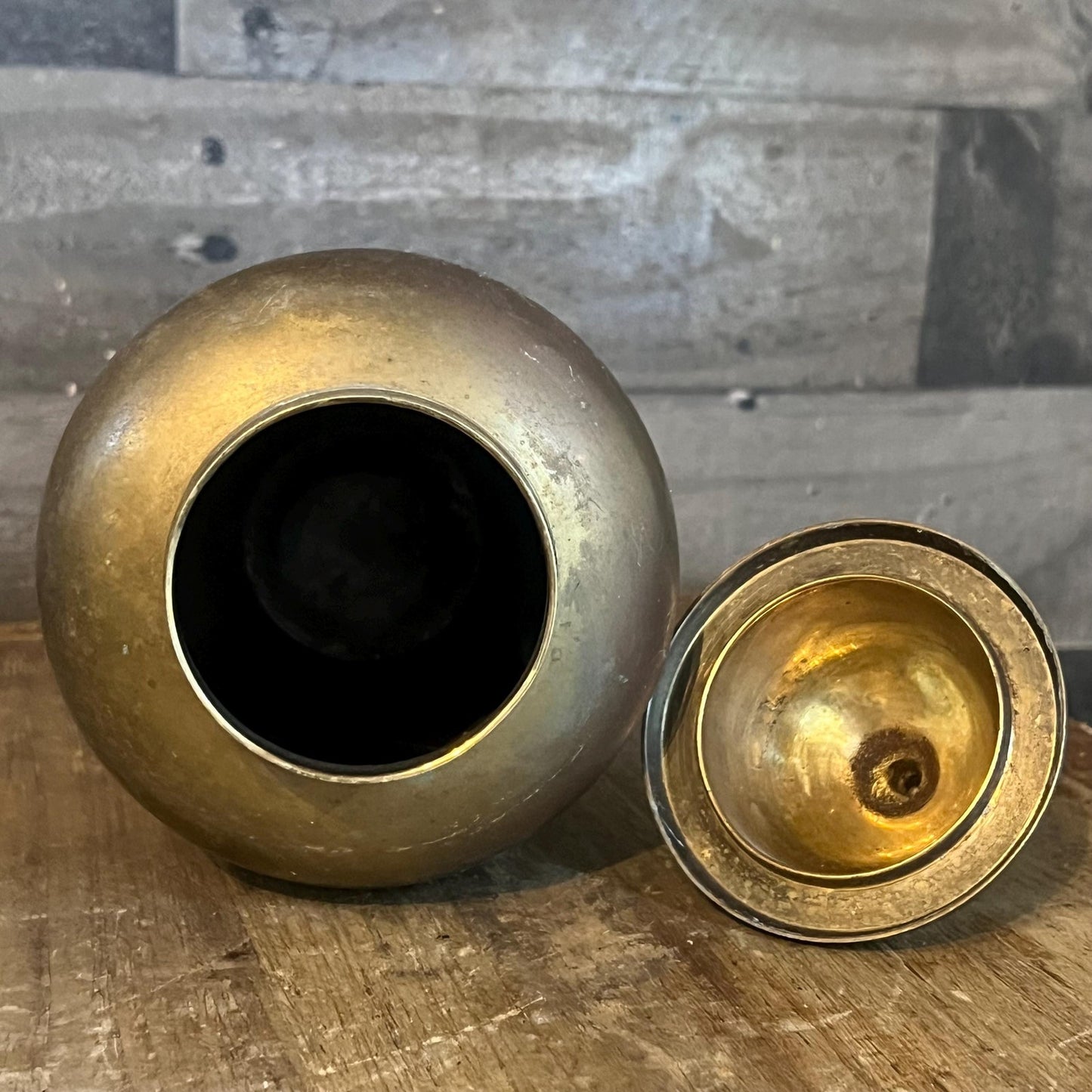 Vintage Brass Lidded Ginger Jar - Urn