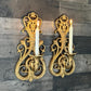 Vintage Pair of Gold Tone Dart Industries Candlestick Holder Wall Sconces