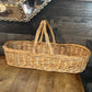 Woven Wicker Rattan Long Handled Basket - Flower Trug - Bread Basket
