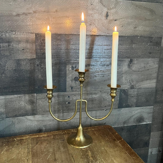 Vintage 3 Candle Brass Candlestick Holder Candelabra