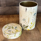 Vintage IRA Denmark Floral Cylinder Lidded Tin Jar