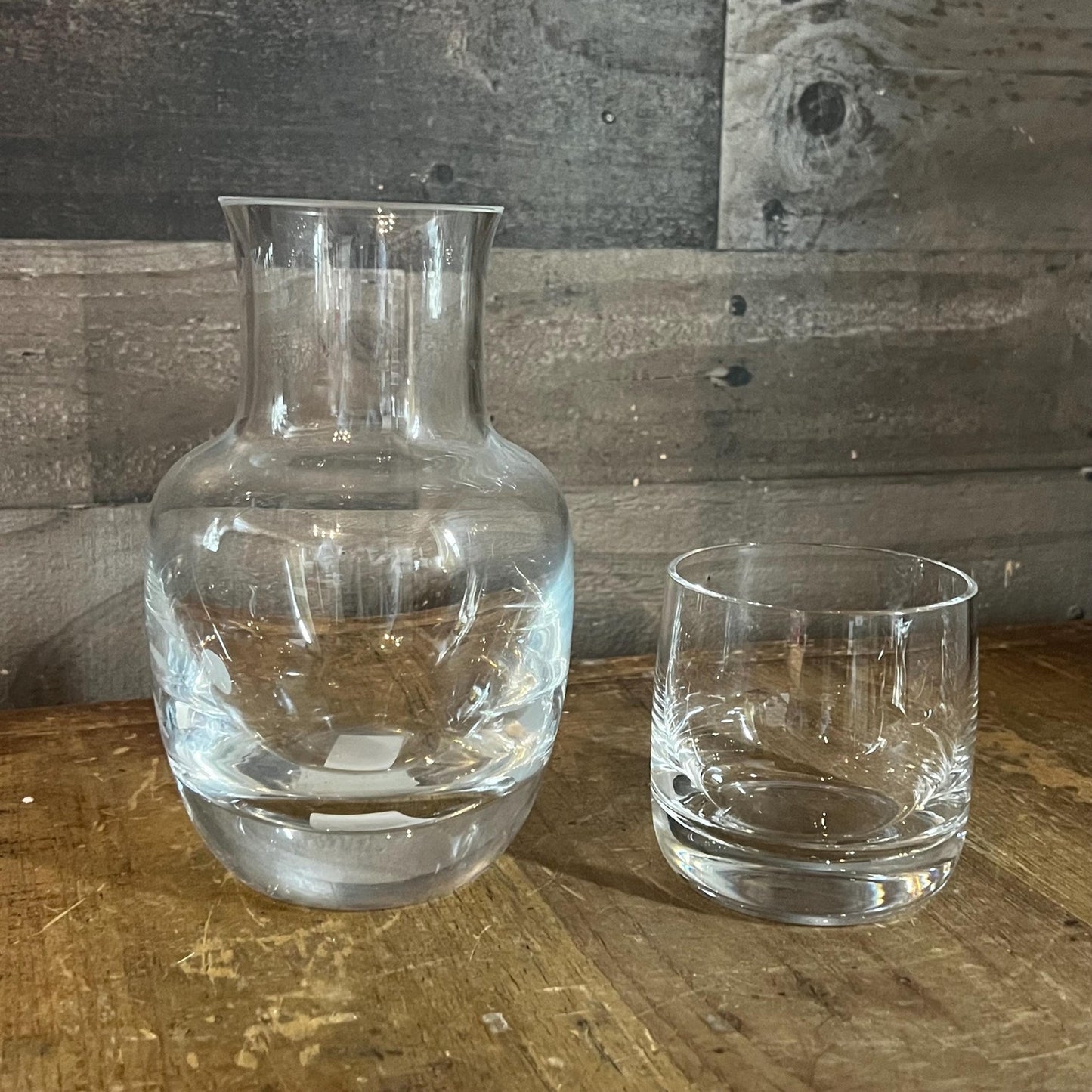 Clear Glass Block Basics Bedside Carafe - Pitcher and Glass
