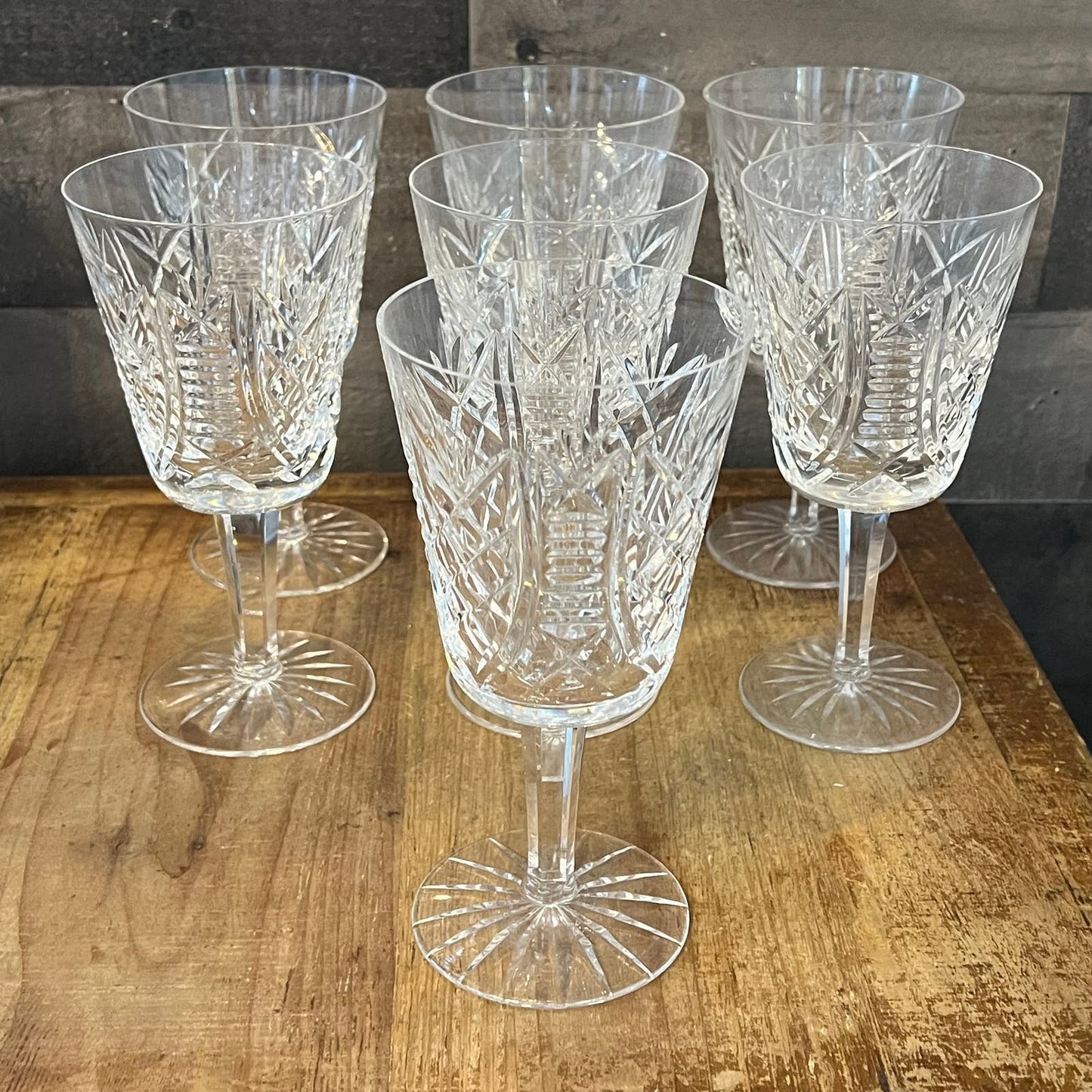 Waterford Crystal Clare Cut Water Goblets - Set of 7