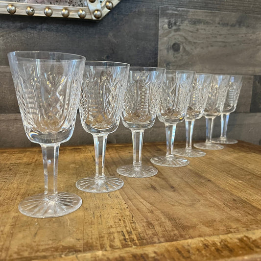 Waterford Crystal Clare Cut White Wine Glasses - Set of 7