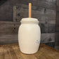 Vintage White and Blue Pottery Cow Butter Churn