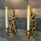 Vintage Syroco Floral Gold Tone Candlestick Holders Wall Sconces - Pair
