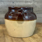 Vintage Monmouth Stoneware Double Handle Bean Pot with Maple Leaf USA Stamp on Bottom - Crock