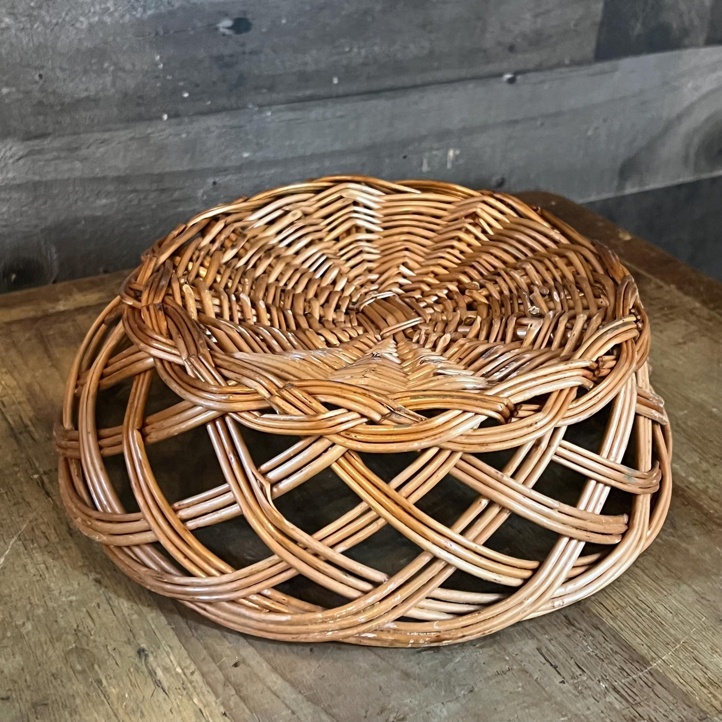 Vintage Woven Wicker Round Basket