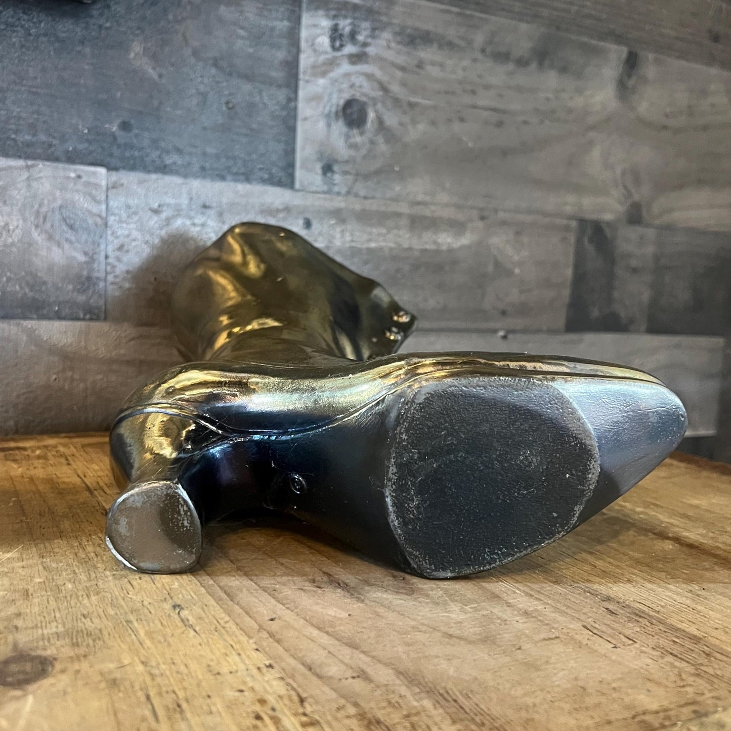 Vintage Brass Victorian Heeled Boot Planter Vase