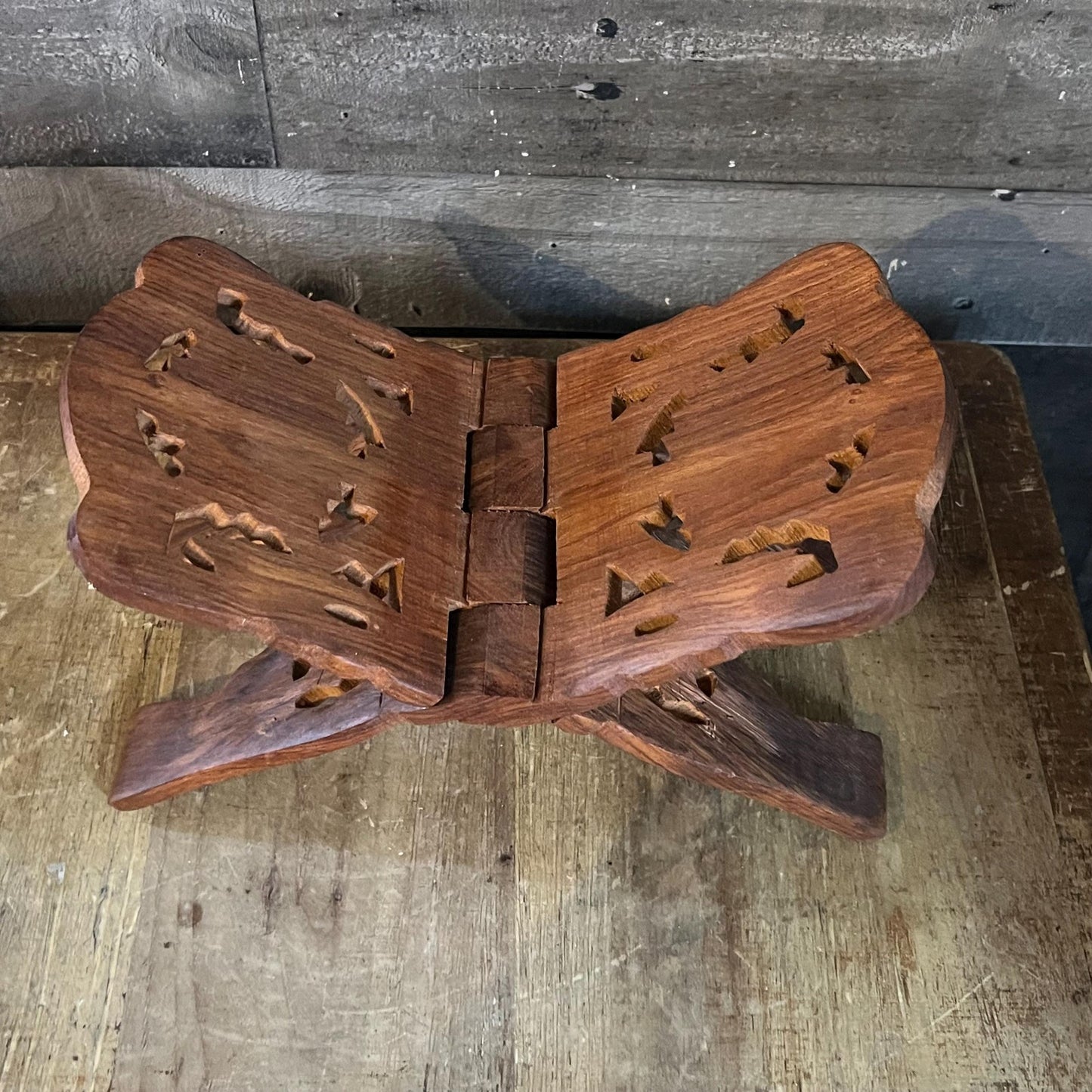 Vintage Wood Carved Book Holder - Book Stand