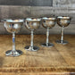 Vintage Set of 4 Art Deco Grapevine Etched Chrome Cocktail Coupes - Cocktail Glasses - Wine Glasses - Goblets - Long Stem Glasses