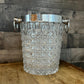 Vintage Crystal Glass Ice Bucket with Silver Tone Rim and Handles - Champagne Cooler - Bottle Chiller
