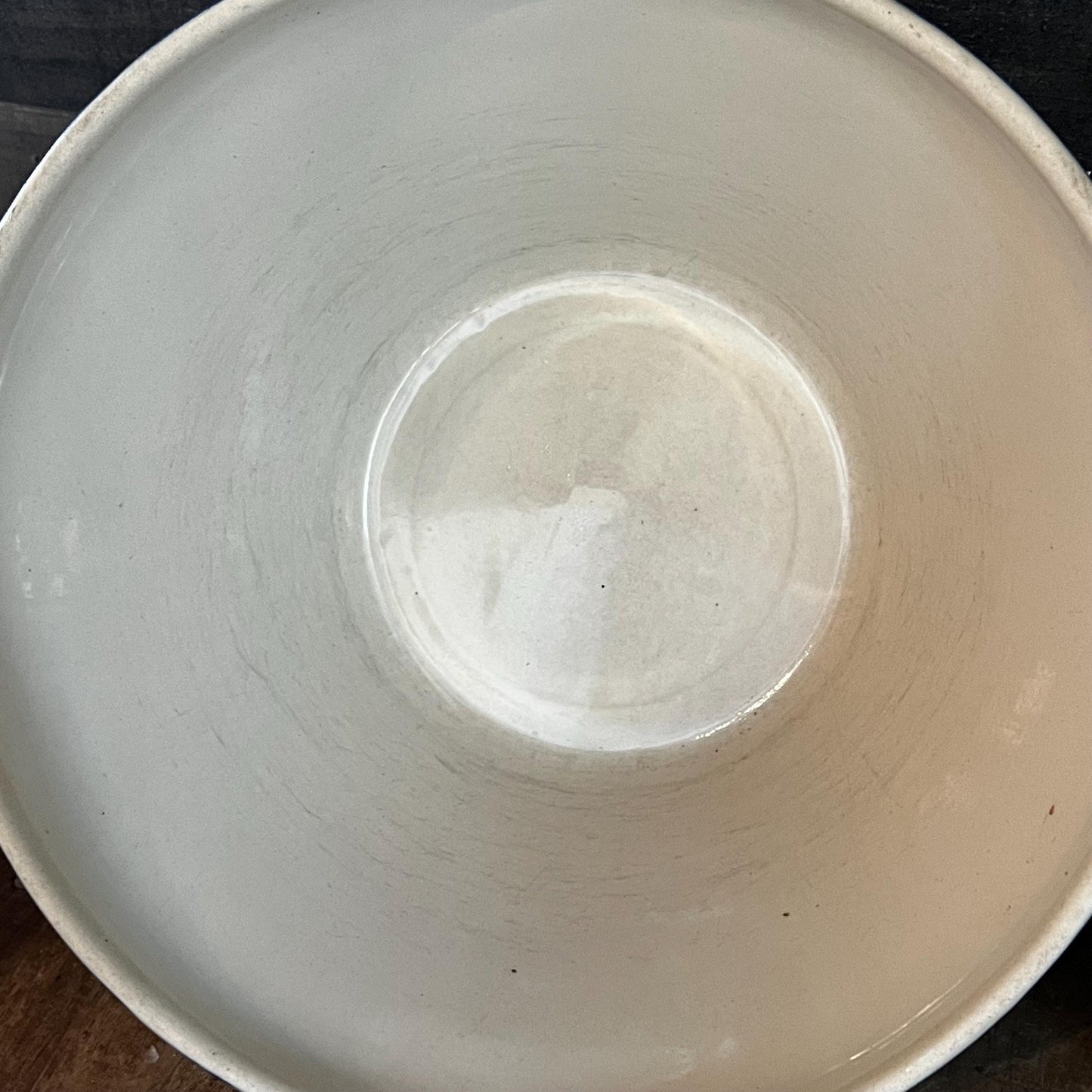 Vintage Grespots Digoins Beige and Blue Glazed Rim Large and Medium Mixing Bowls