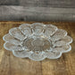 Vintage Clear Glass Egg Serving Dish - Deviled Egg Server - Oyster Plate